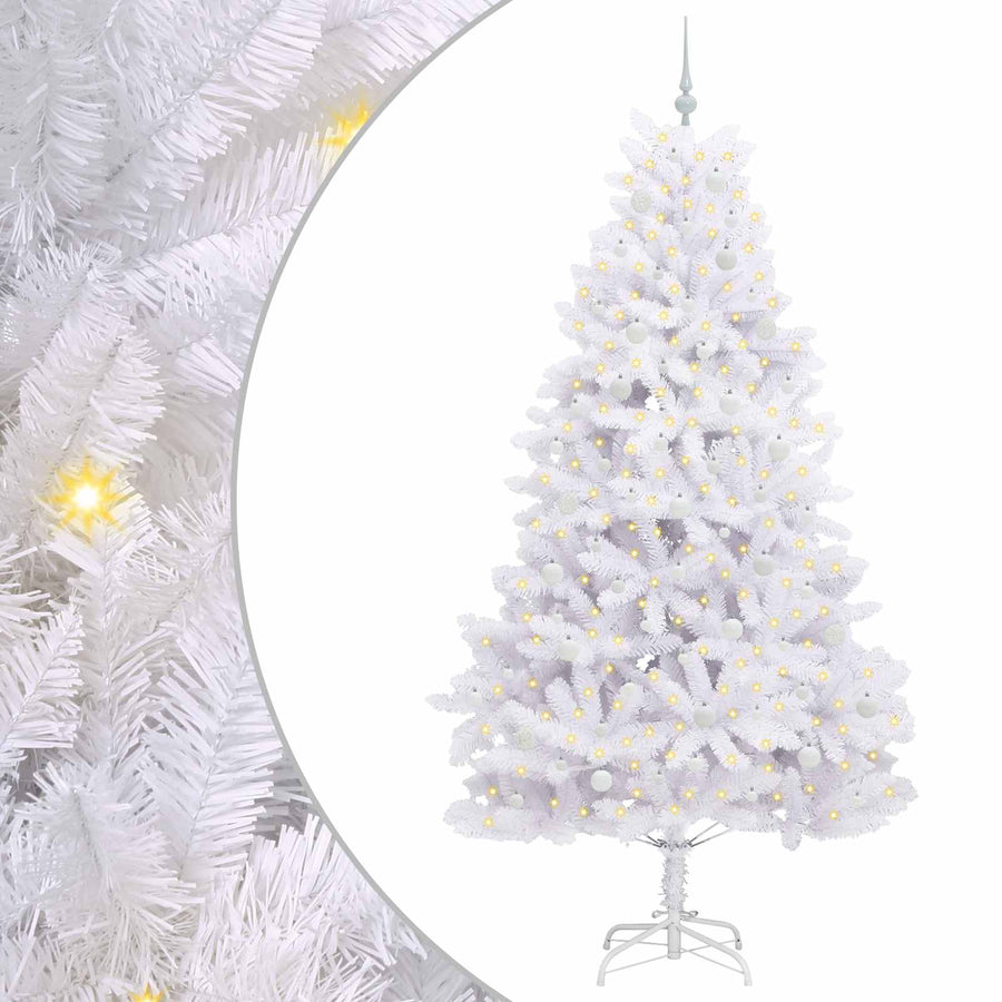 Kunstmatige Inklapbare Kerstboom Wit 240 cm PVC en staal