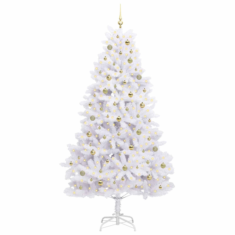 Kunstmatige Inklapbare Kerstboom Wit 240 cm PVC en staal