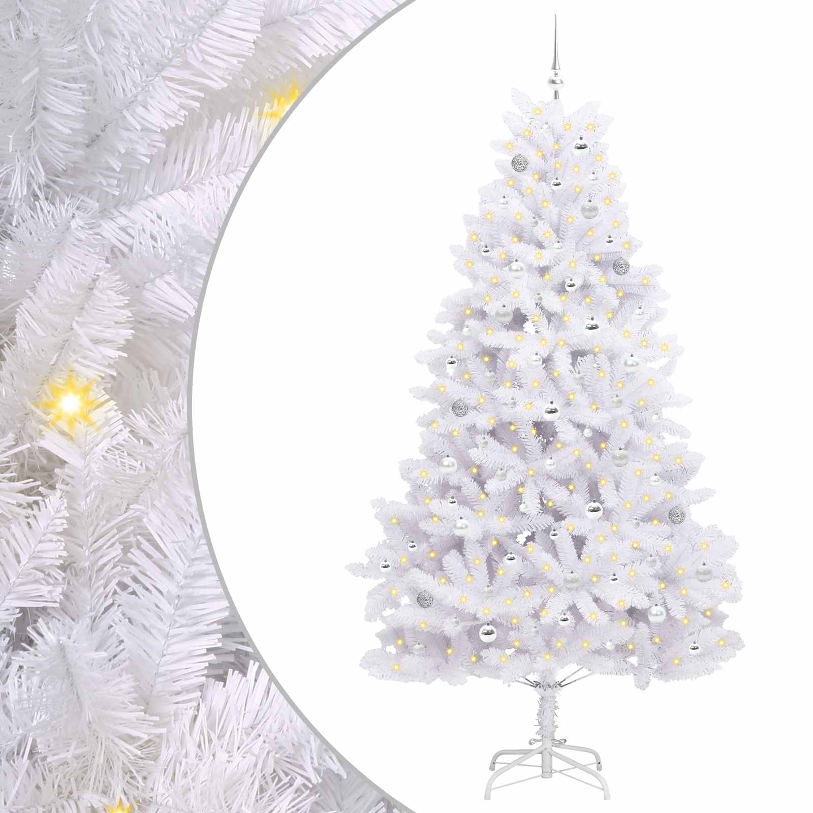 Kunstmatige Inklapbare Kerstboom Wit 240 cm PVC en staal