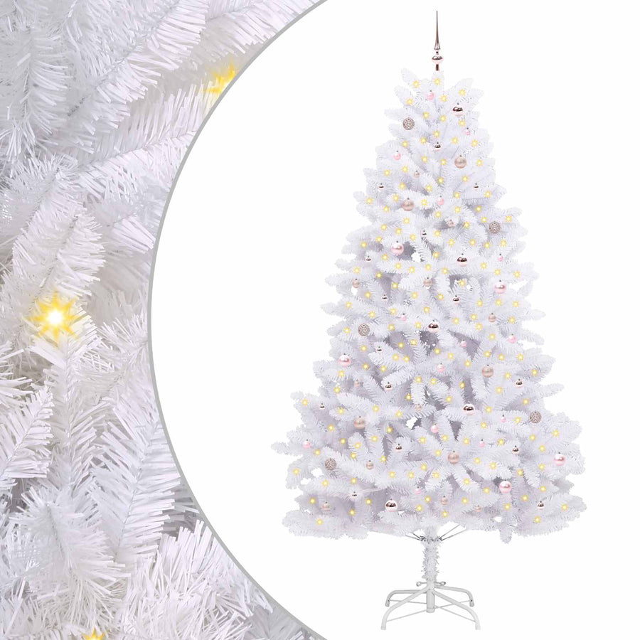Kunstmatige Inklapbare Kerstboom Wit 270 cm PVC en staal