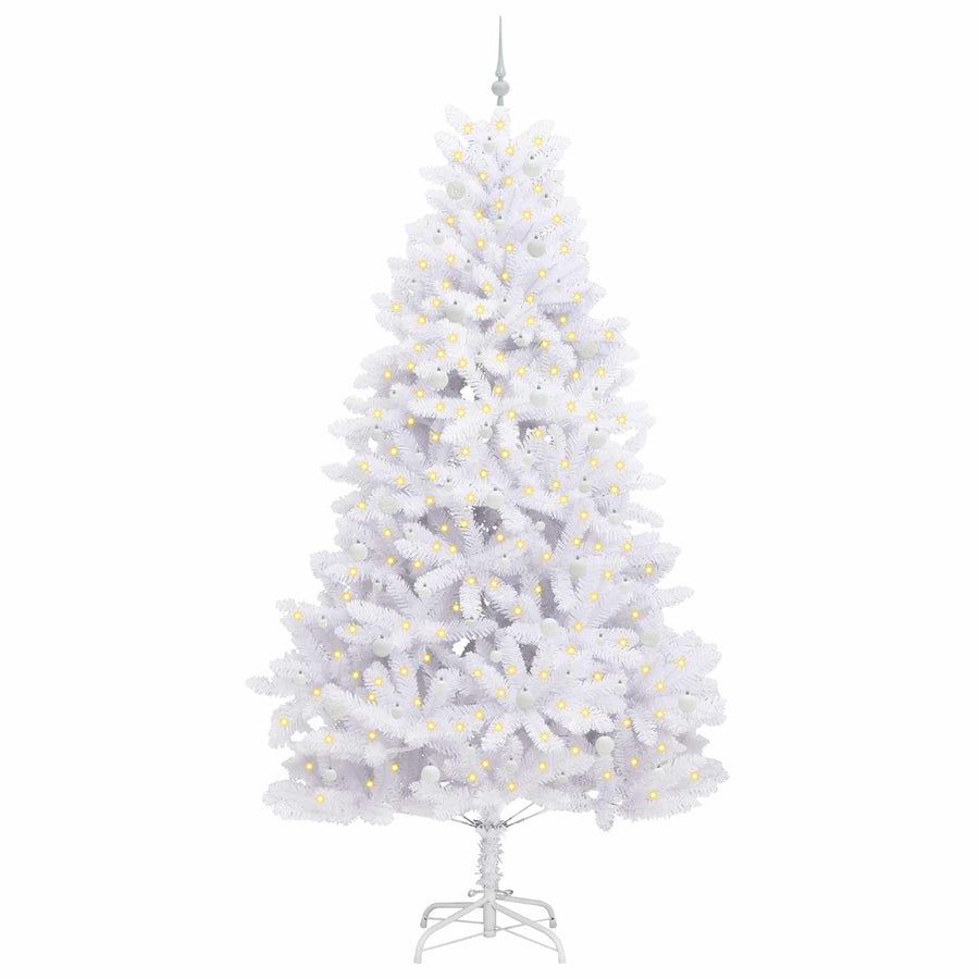 Kunstmatige Inklapbare Kerstboom Wit 270 cm PVC en staal