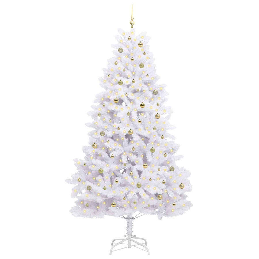 Kunstmatige Inklapbare Kerstboom Wit 270 cm PVC en staal