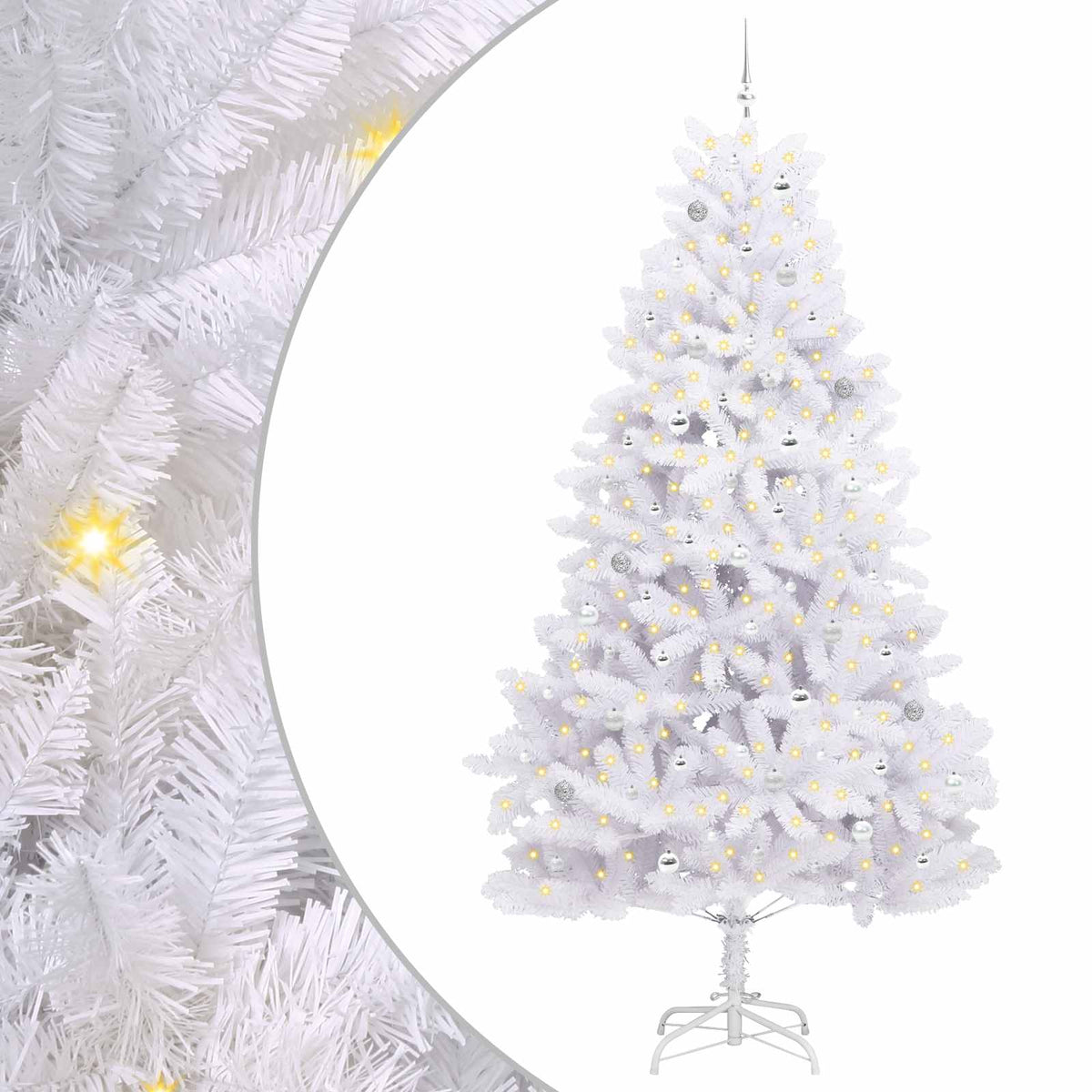 Kunstmatige Inklapbare Kerstboom Wit 270 cm PVC en staal