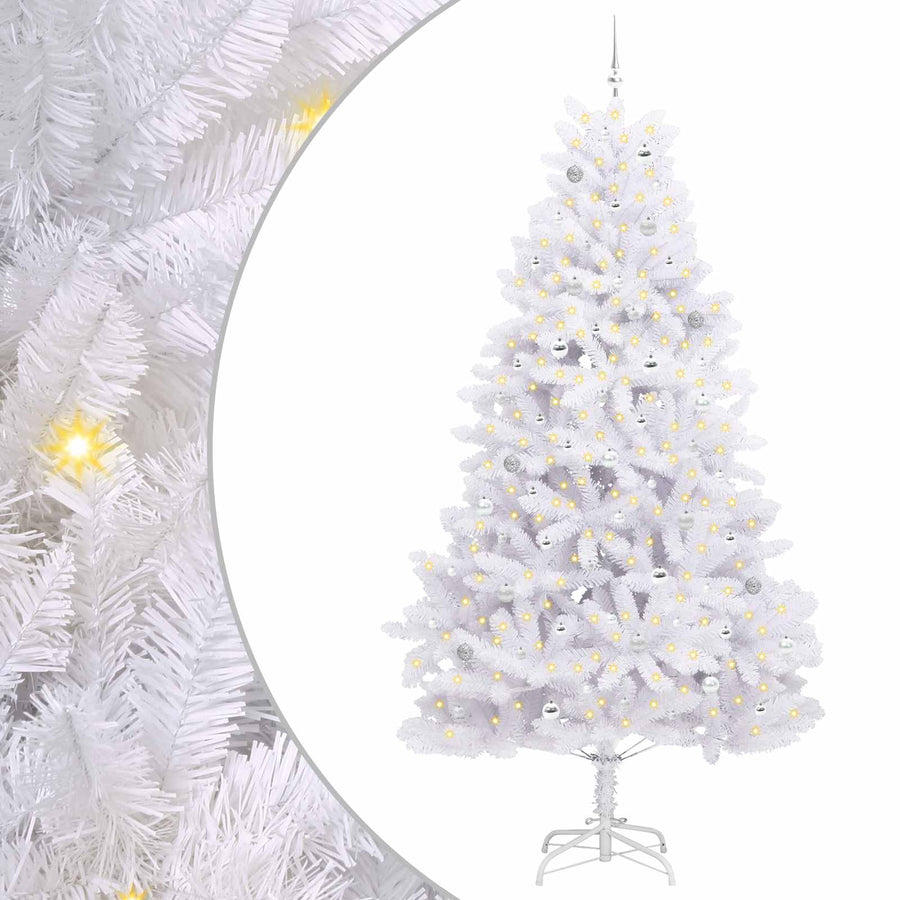 Kunstmatige Inklapbare Kerstboom Wit 270 cm PVC en staal