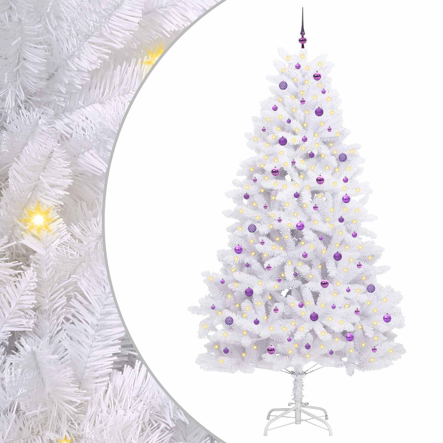 Kunstmatige Inklapbare Kerstboom Wit 270 cm PVC en staal