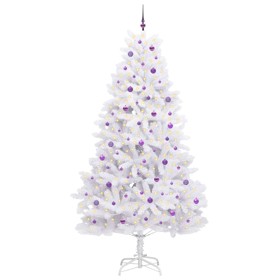 Kunstmatige Inklapbare Kerstboom Wit 270 cm PVC en staal