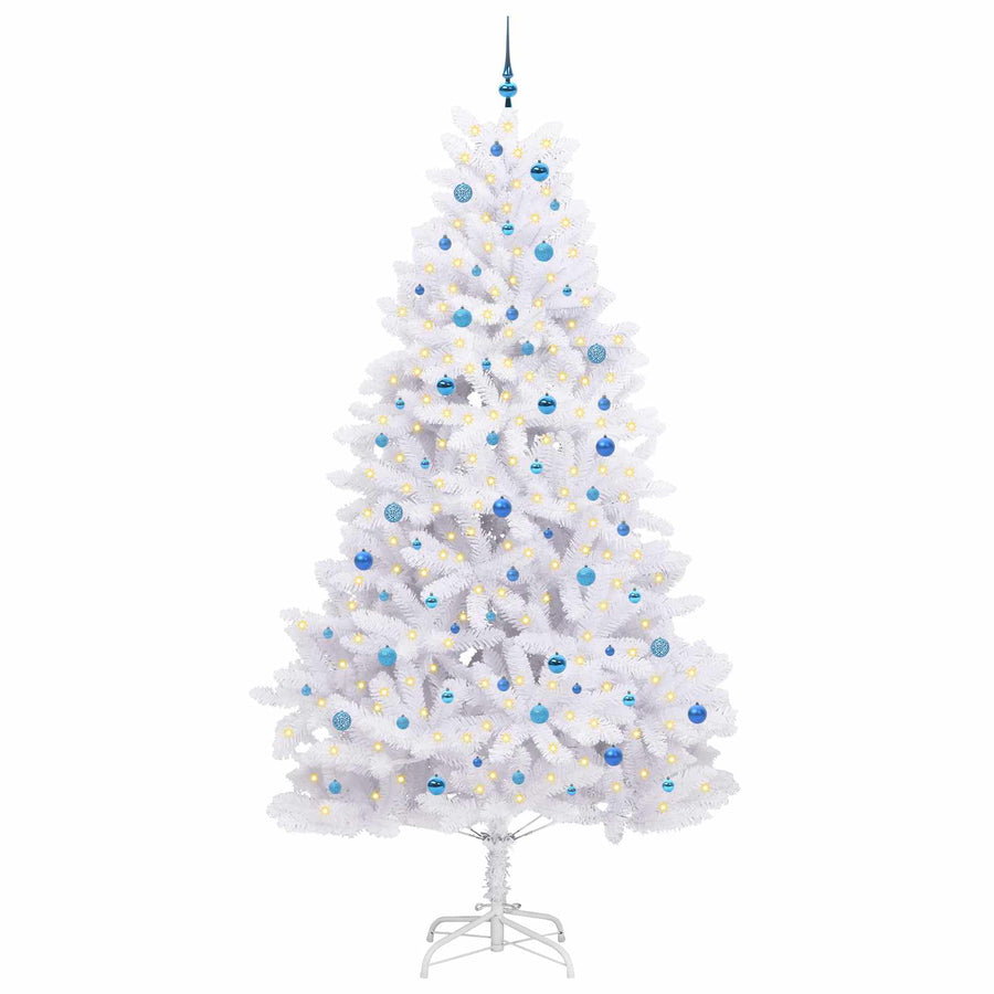 Kunstmatige Inklapbare Kerstboom Wit 270 cm PVC en staal