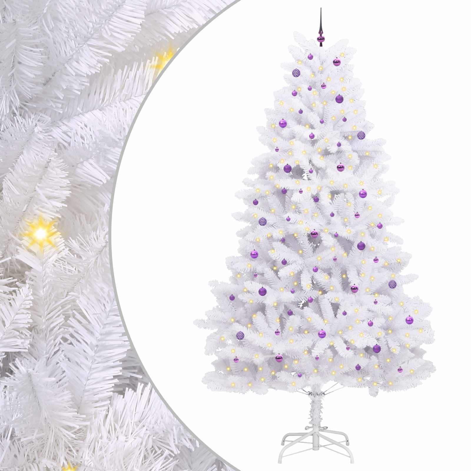 Kunstmatige Inklapbare Kerstboom Wit 300 cm PVC en staal