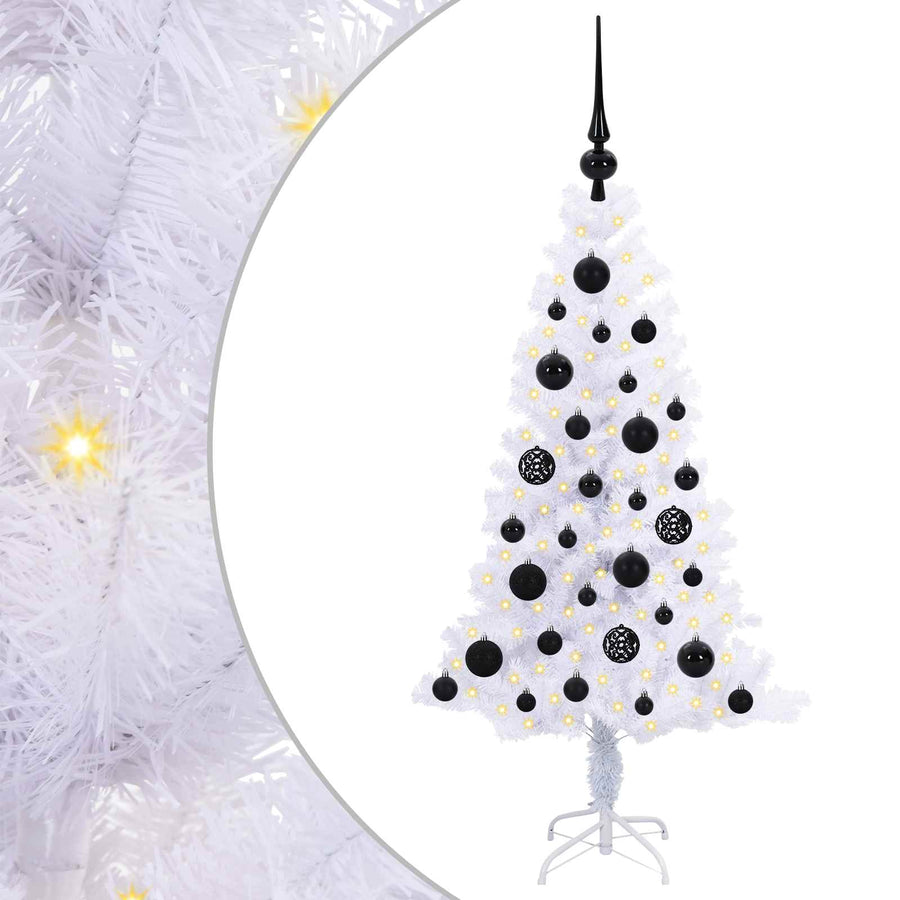 Kunstkerstboom met 150 LED Wit 120 cm PVC en Staal