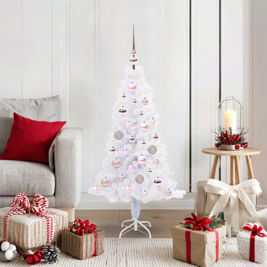 Kunstkerstboom met 150 LED Wit 120 cm PVC en Staal