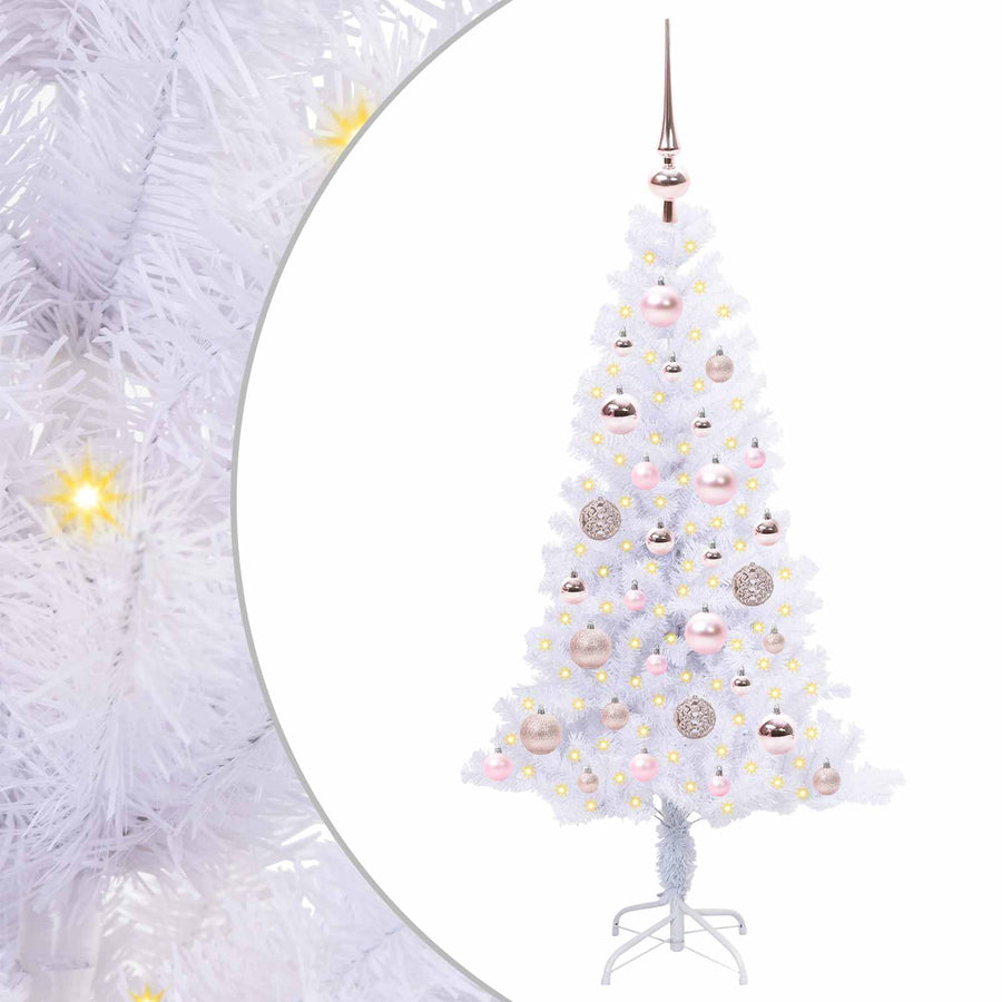 Kunstkerstboom met 150 LED Wit 120 cm PVC en Staal