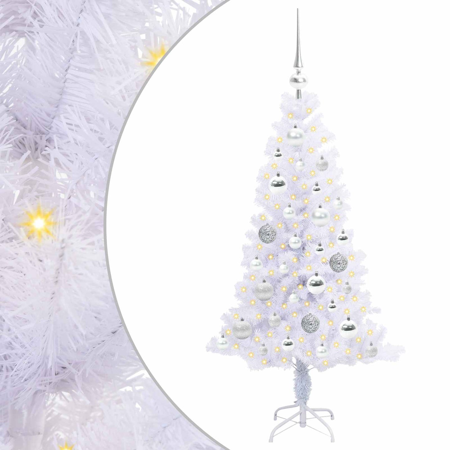 Kunstkerstboom met 150 LED Wit 120 cm PVC en Staal