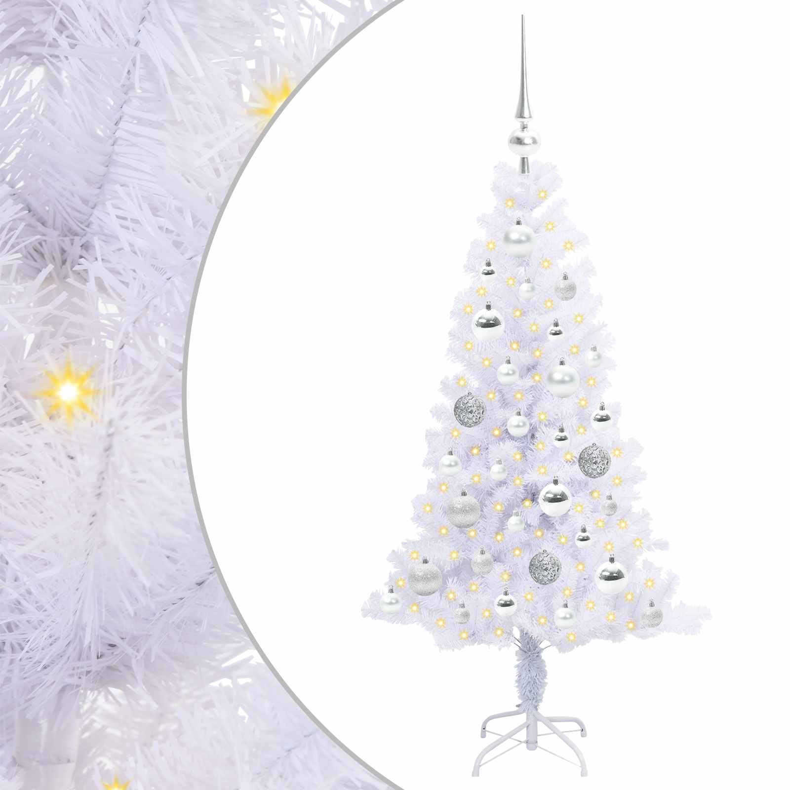 Kunstkerstboom met 150 LED Wit 120 cm PVC en Staal