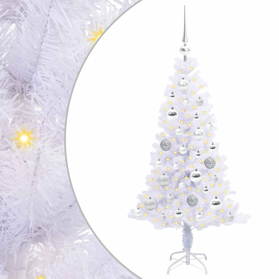 Kunstkerstboom met 150 LED Wit 120 cm PVC en Staal