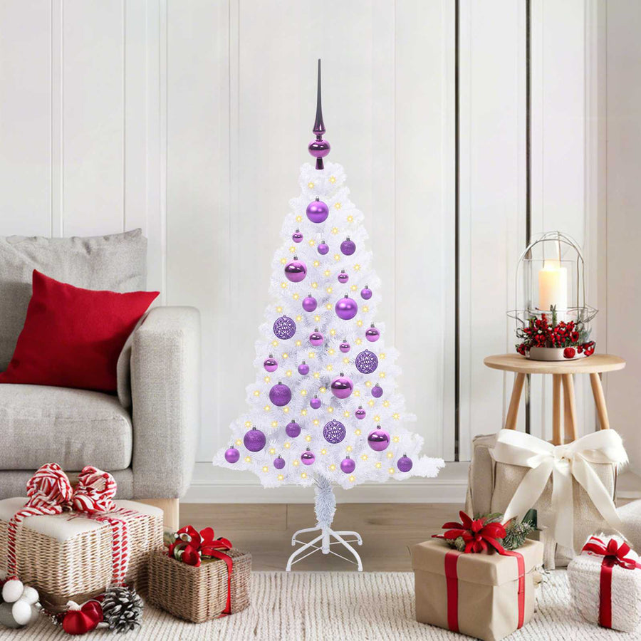 Kunstkerstboom met 150 LED Wit 120 cm PVC en Staal