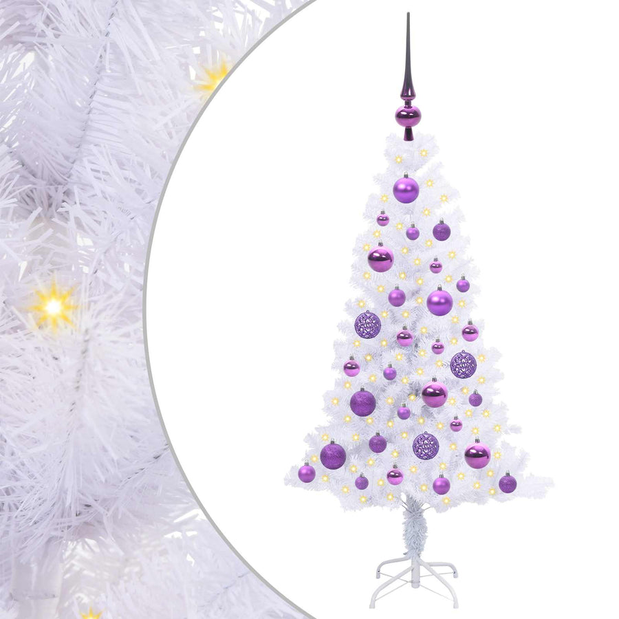 Kunstkerstboom met 150 LED Wit 120 cm PVC en Staal