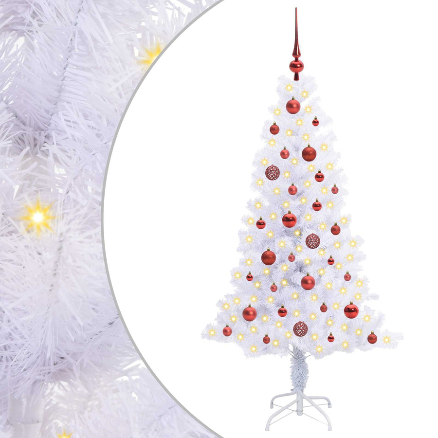 Kunstkerstboom met 150 LED Wit 150 cm PVC en Staal