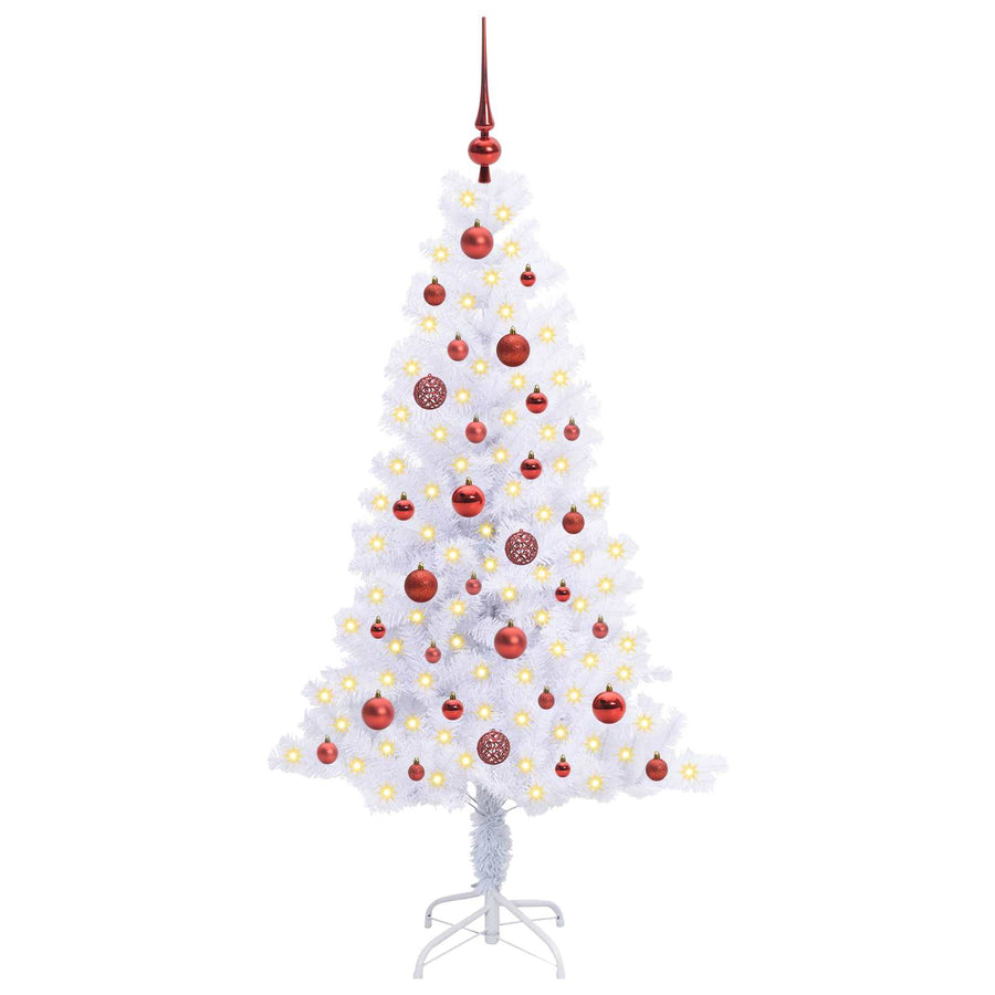 Kunstkerstboom met 150 LED Wit 150 cm PVC en Staal