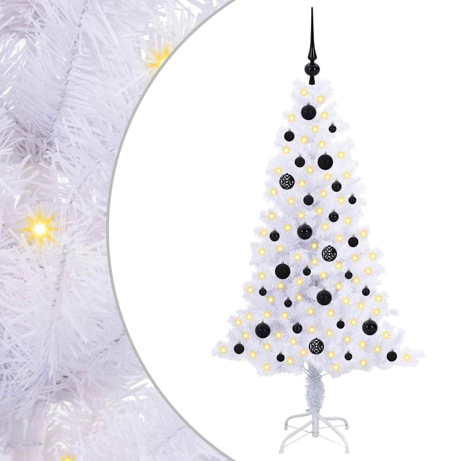 Kunstkerstboom met 150 LED Wit 150 cm PVC en Staal