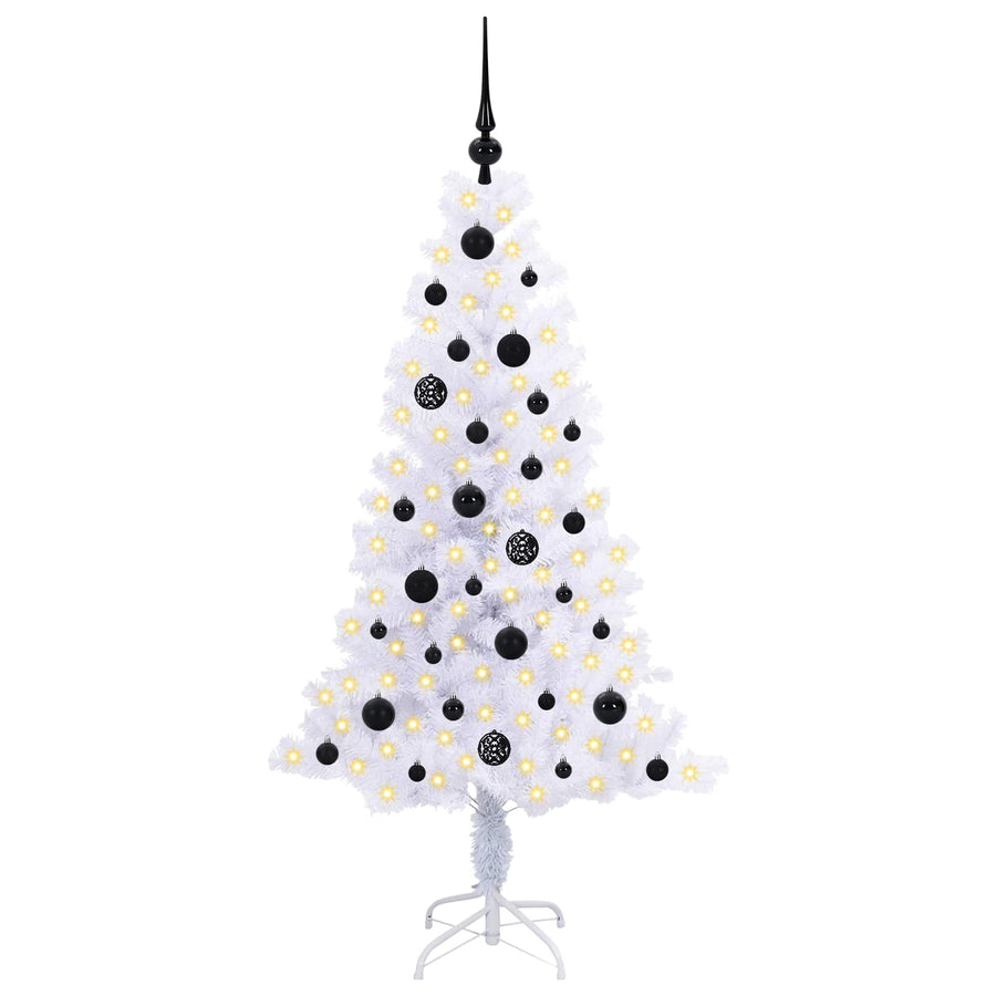 Kunstkerstboom met 150 LED Wit 150 cm PVC en Staal