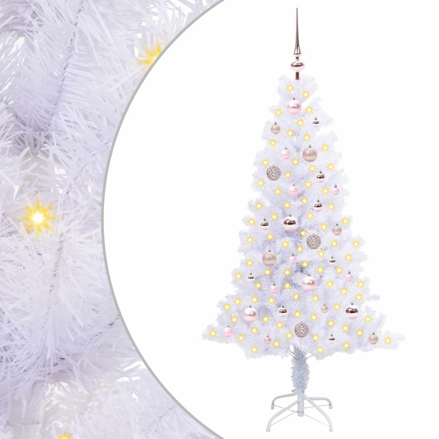 Kunstkerstboom met 150 LED Wit 150 cm PVC en Staal