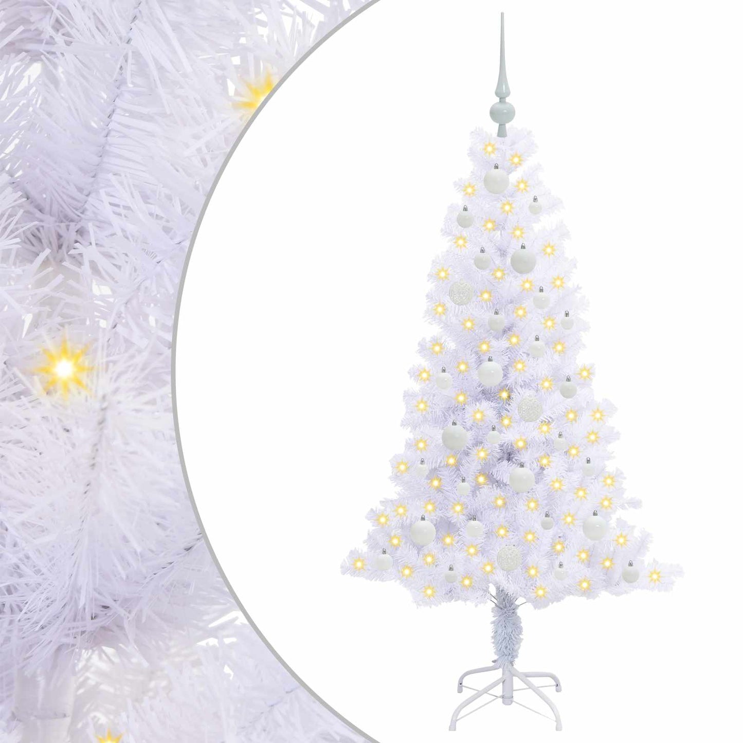 Kunstkerstboom met 150 LED Wit 150 cm PVC en Staal