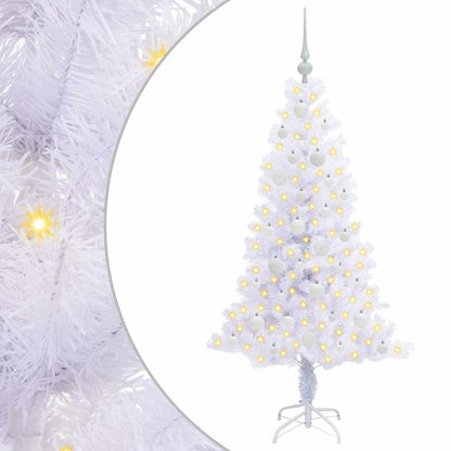 Kunstkerstboom met 150 LED Wit 150 cm PVC en Staal