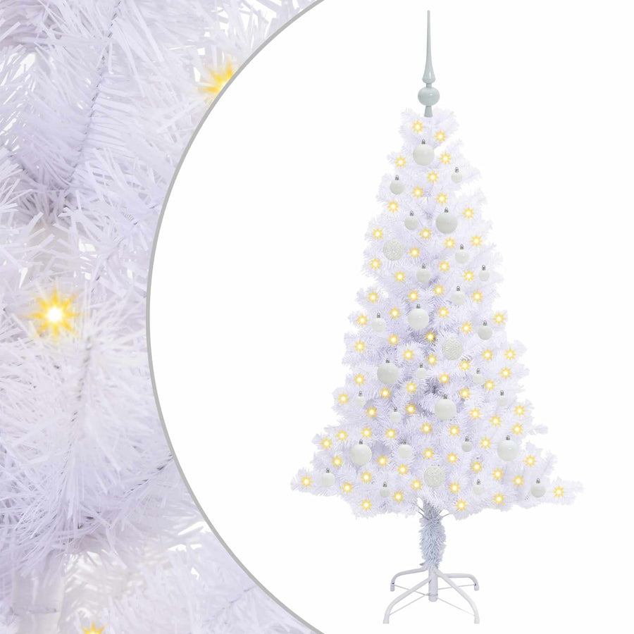 Kunstkerstboom met 150 LED Wit 150 cm PVC en Staal