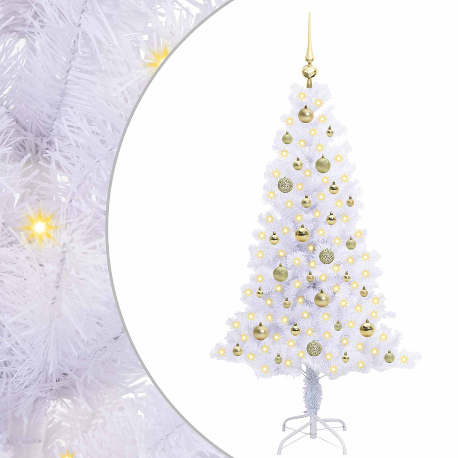 Kunstkerstboom met 150 LED Wit 150 cm PVC en Staal