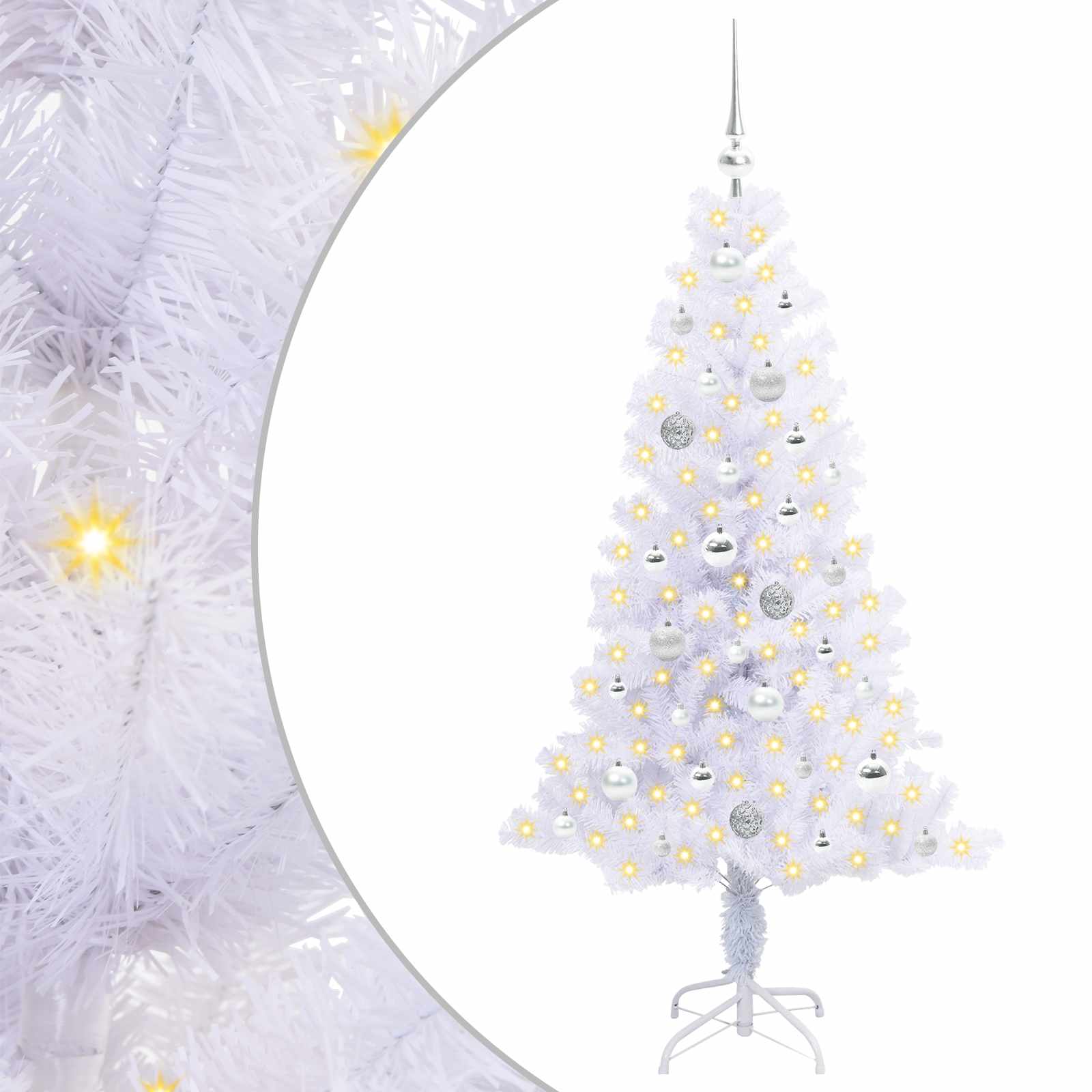 Kunstkerstboom met 150 LED Wit 150 cm PVC en Staal