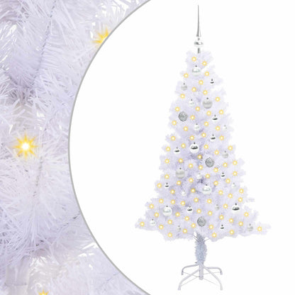 Kunstkerstboom met 150 LED Wit 150 cm PVC en Staal