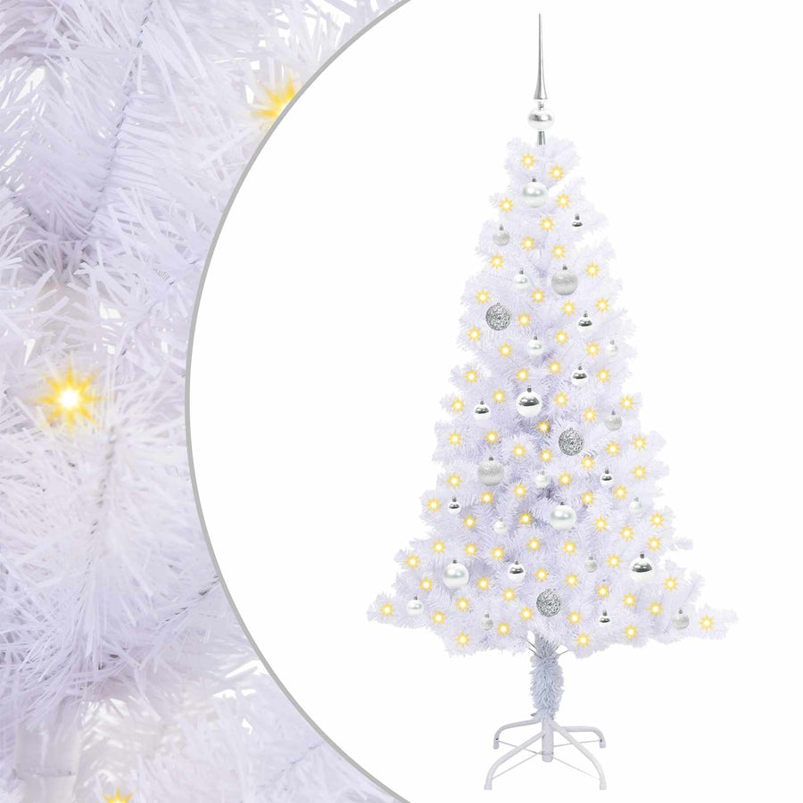 Kunstkerstboom met 150 LED Wit 150 cm PVC en Staal