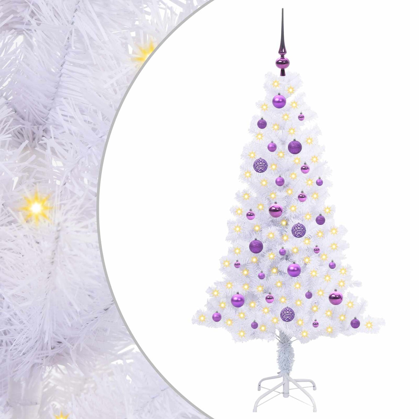 Kunstkerstboom met 150 LED Wit 150 cm PVC en Staal