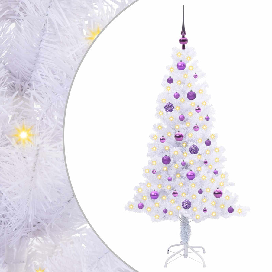 Kunstkerstboom met 150 LED Wit 150 cm PVC en Staal