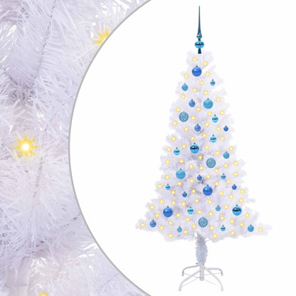 Kunstkerstboom met 150 LED Wit 150 cm PVC en Staal