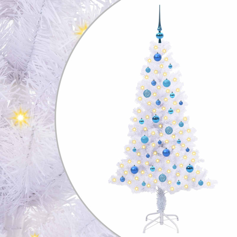 Kunstkerstboom met 150 LED Wit 150 cm PVC en Staal