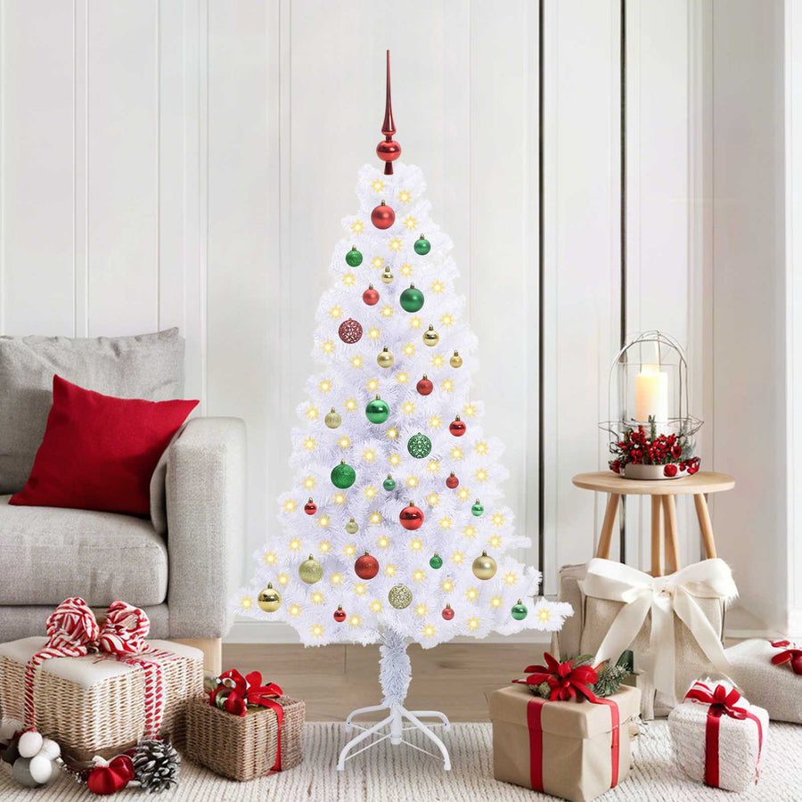 Kunstkerstboom met 150 LED Wit 150 cm PVC en Staal