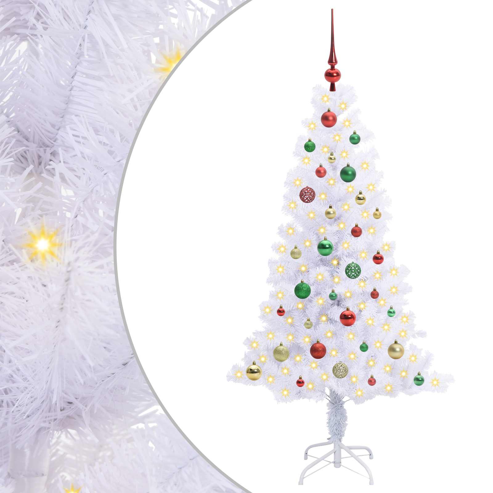 Kunstkerstboom met 150 LED Wit 150 cm PVC en Staal