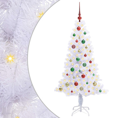 Kunstkerstboom met 150 LED Wit 150 cm PVC en Staal