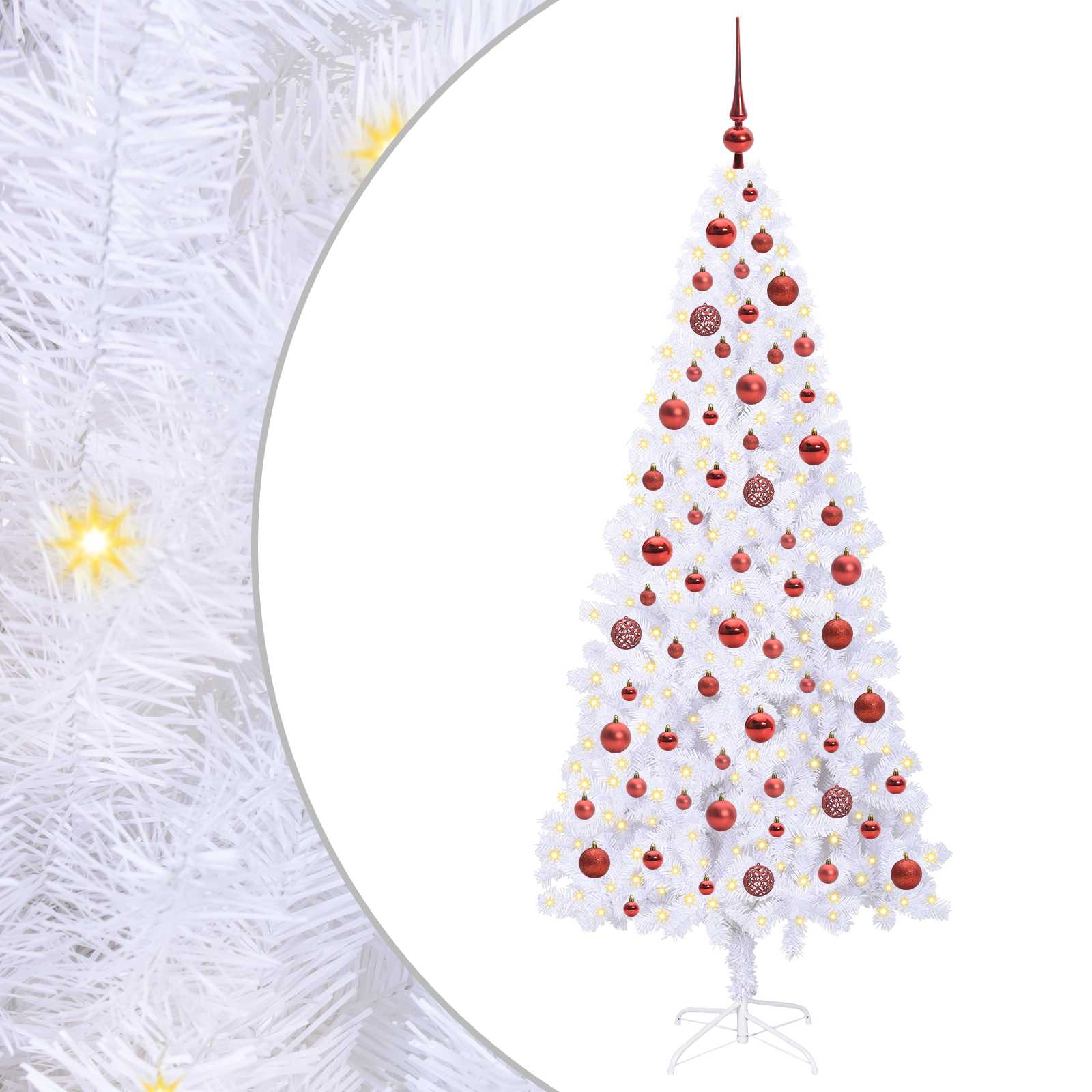 Kunstkerstboom met 300 LED Wit 180 cm PVC en staal