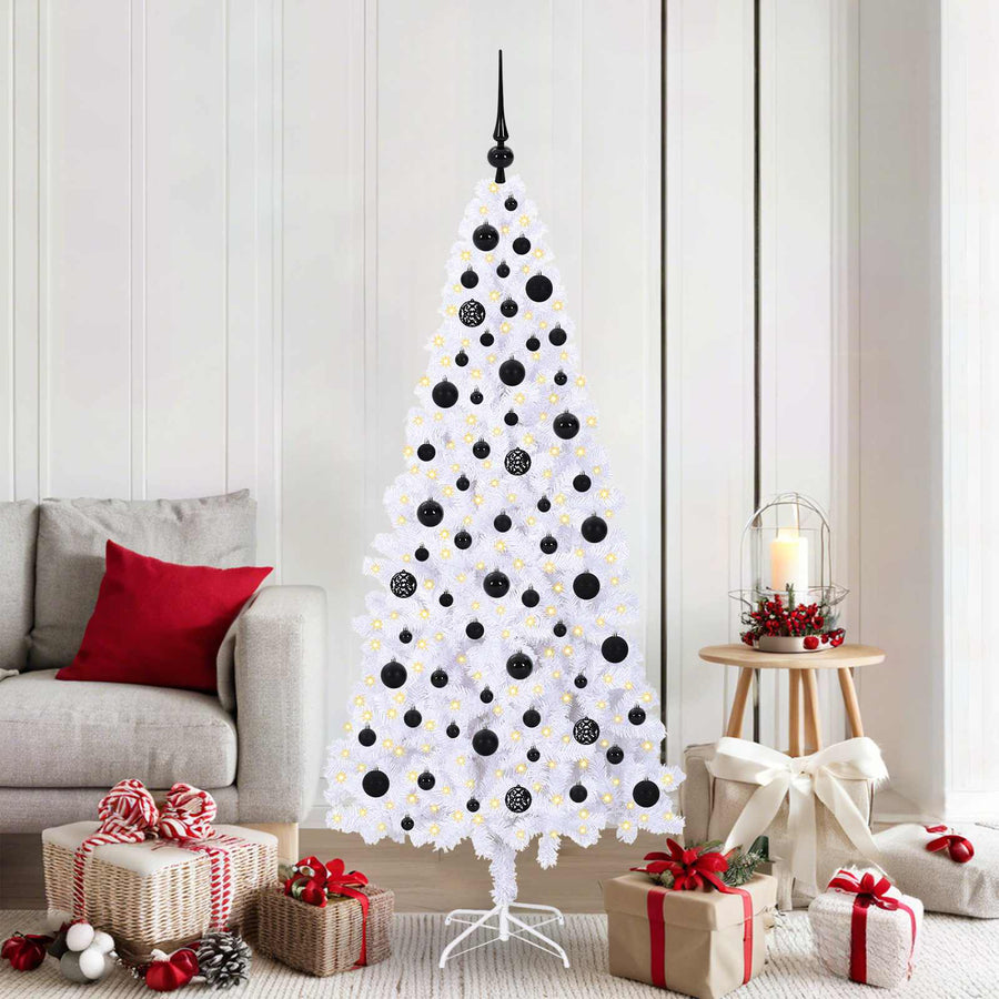 Kunstkerstboom met 300 LED Wit 180 cm PVC en staal