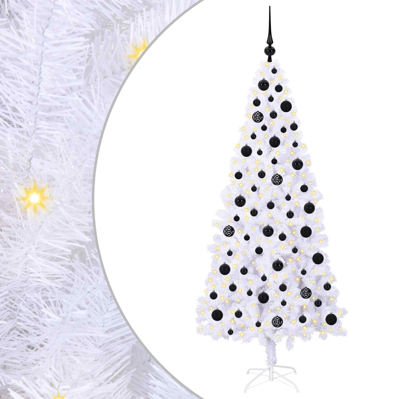 Kunstkerstboom met 300 LED Wit 180 cm PVC en staal