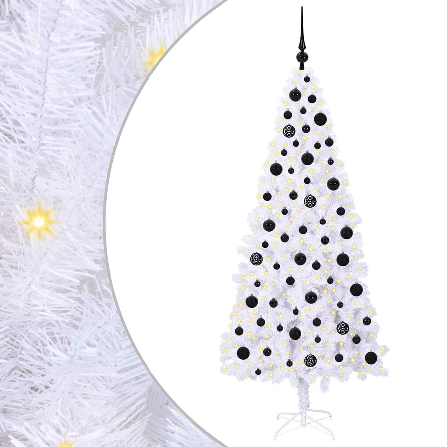 Kunstkerstboom met 300 LED Wit 180 cm PVC en staal