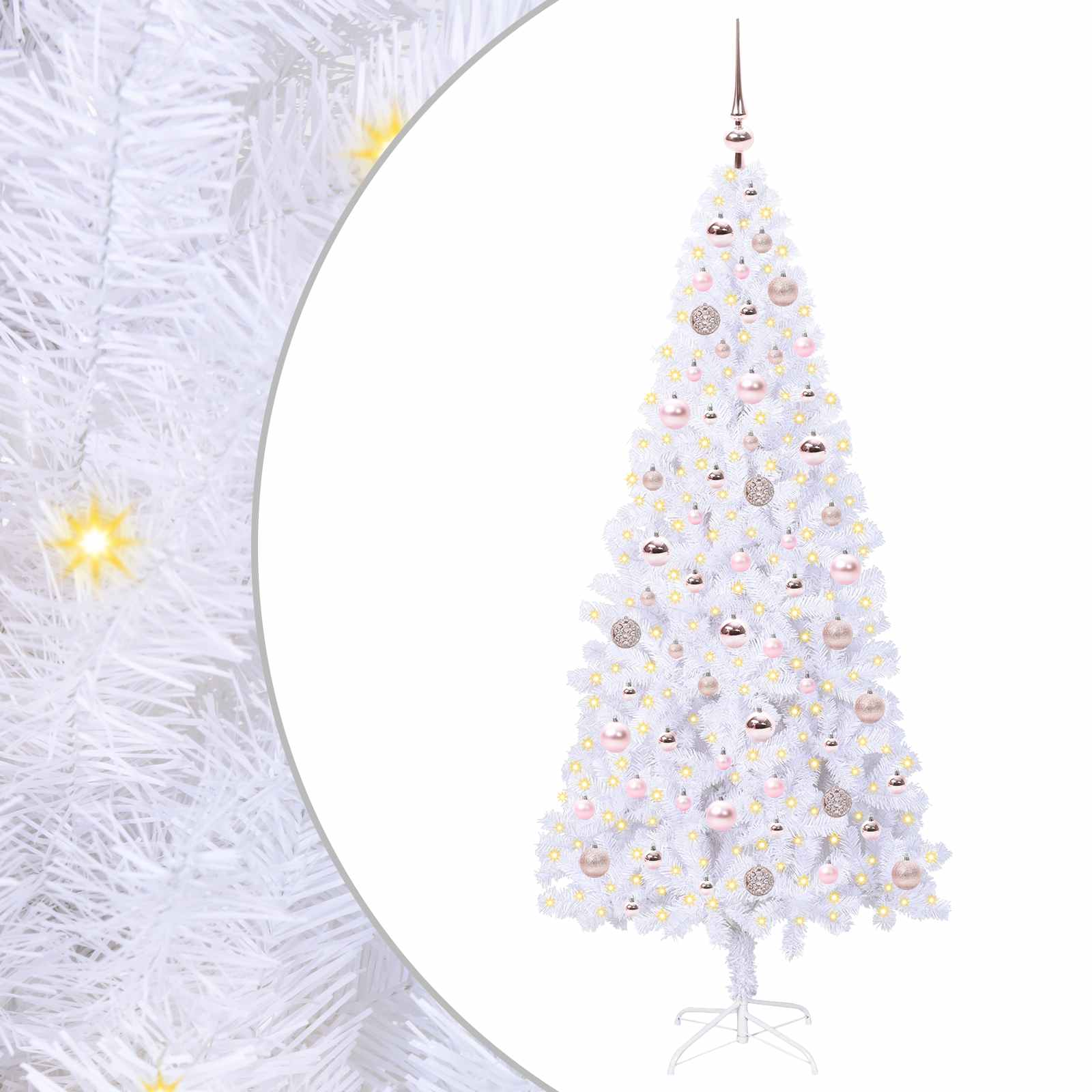 Kunstkerstboom met 300 LED Wit 180 cm PVC en staal