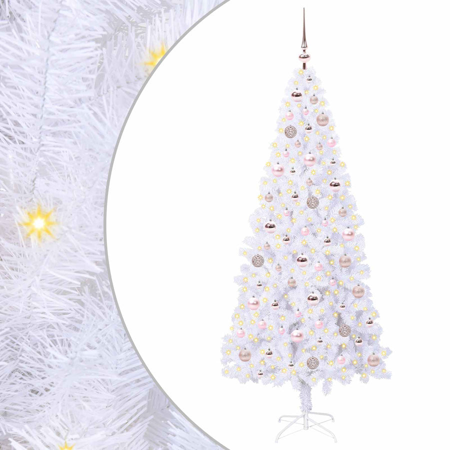 Kunstkerstboom met 300 LED Wit 180 cm PVC en staal