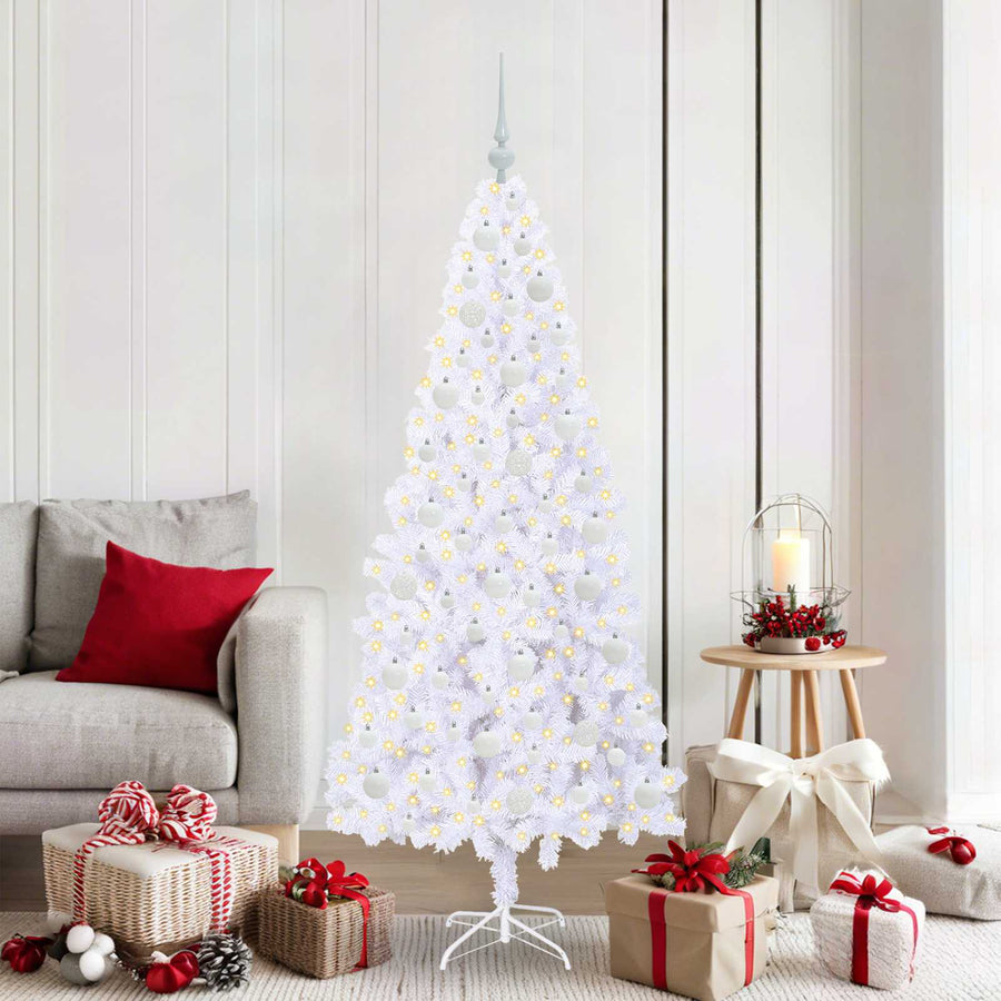 Kunstkerstboom met 300 LED Wit 180 cm PVC en staal