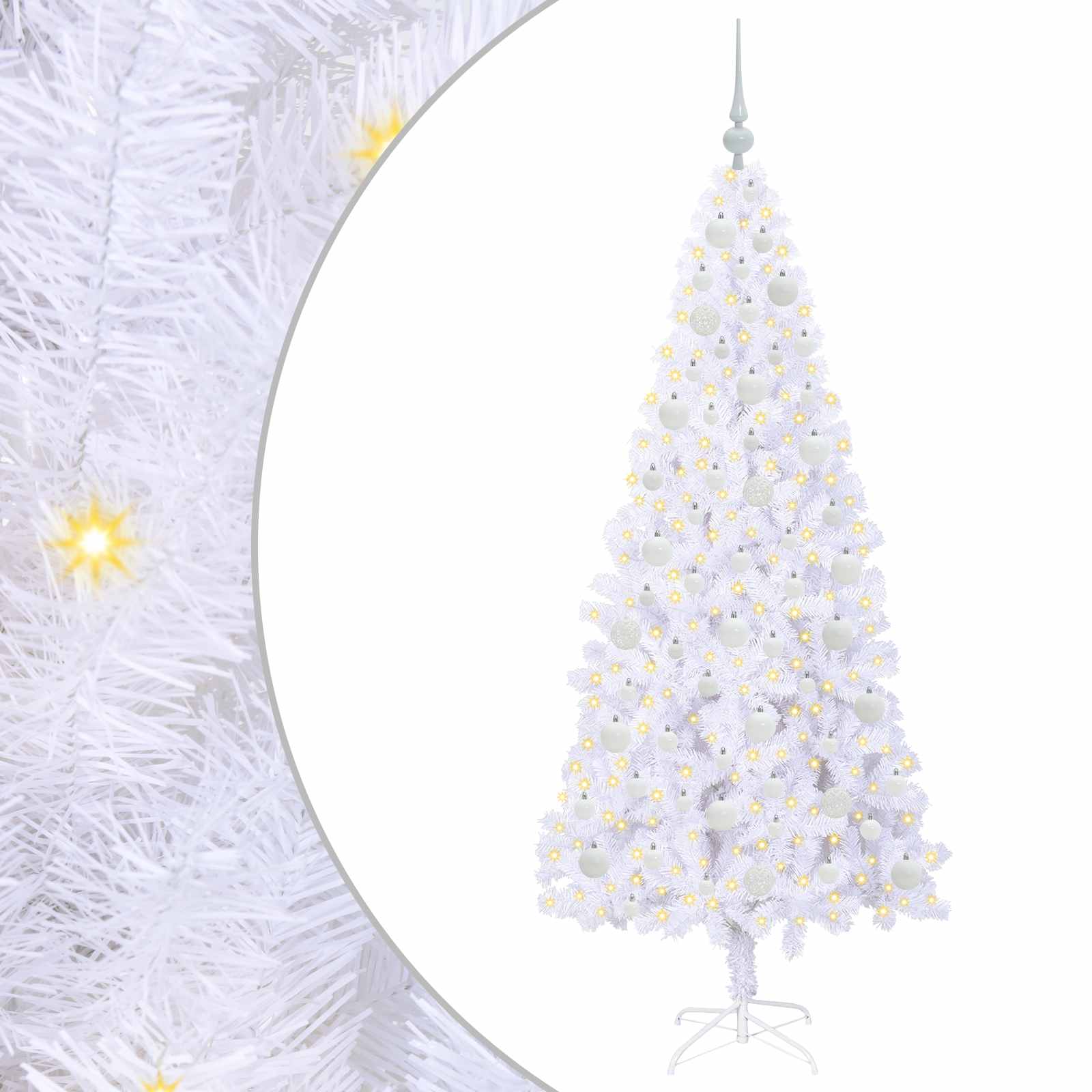 Kunstkerstboom met 300 LED Wit 180 cm PVC en staal