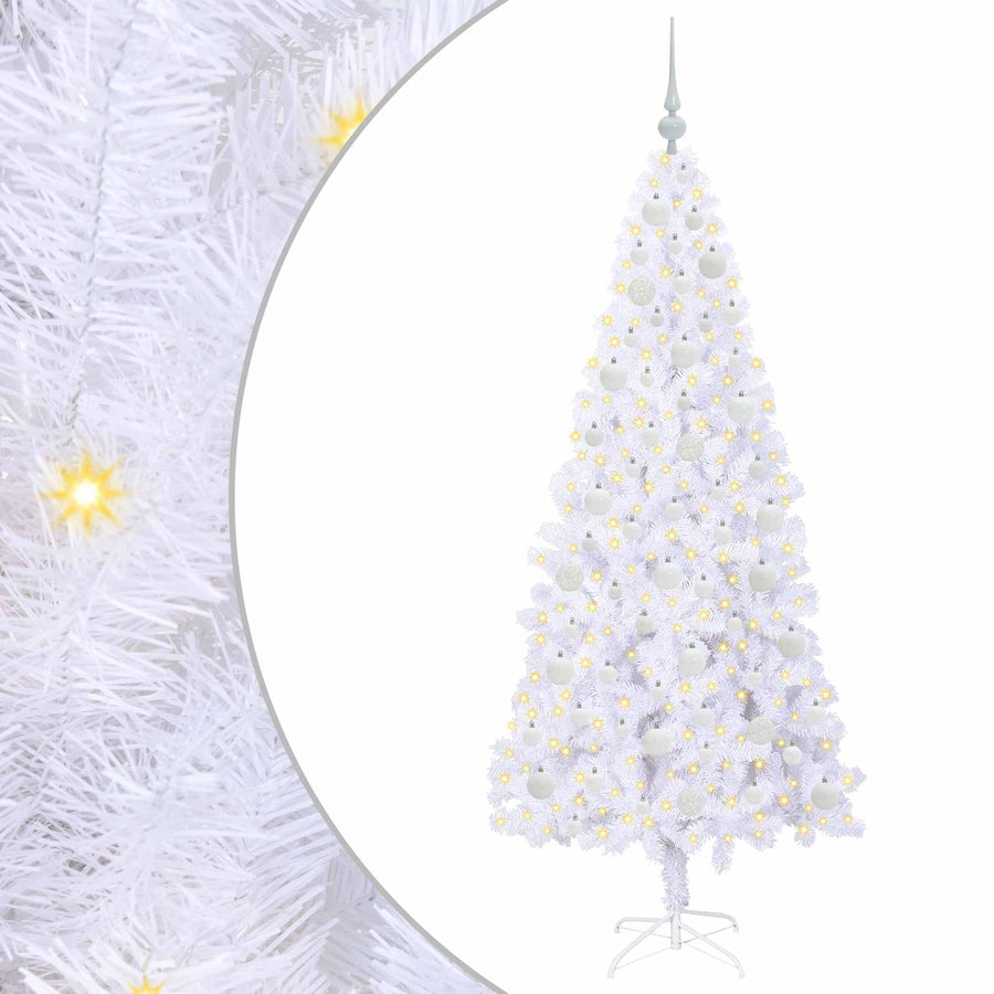 Kunstkerstboom met 300 LED Wit 180 cm PVC en staal
