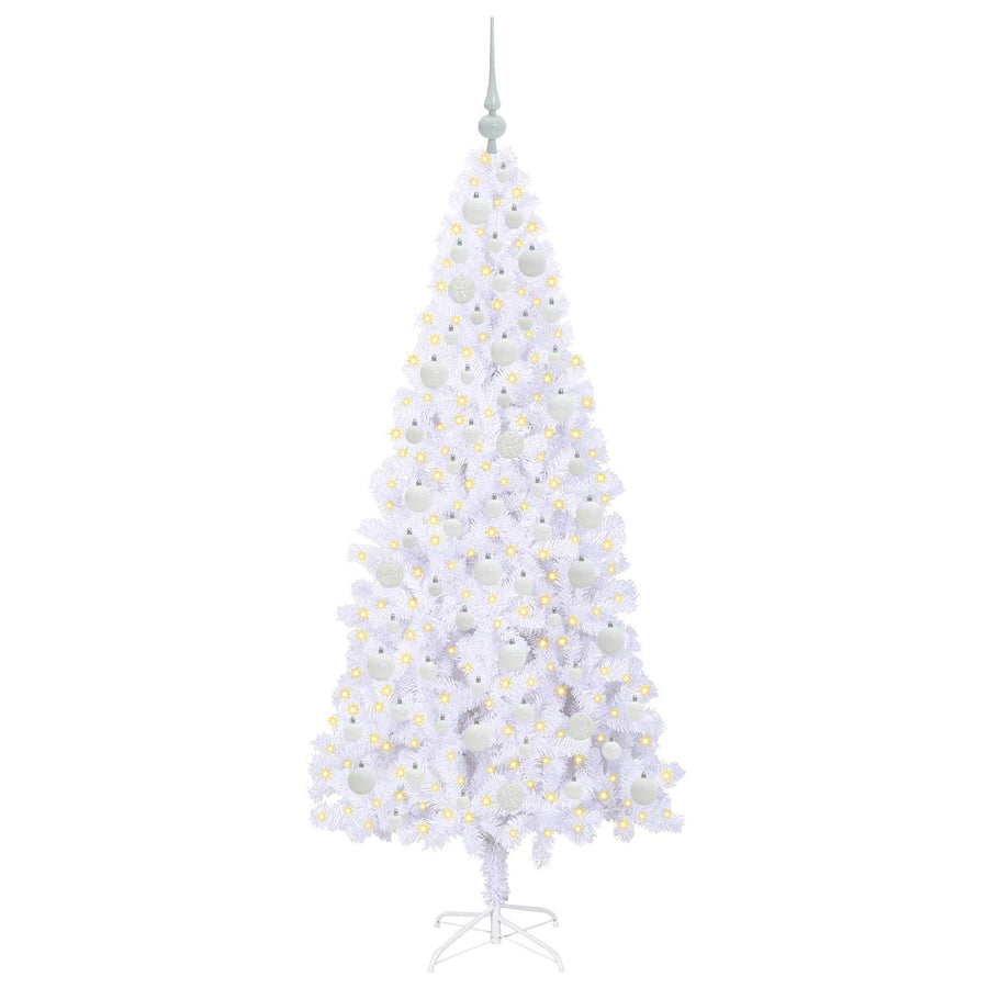 Kunstkerstboom met 300 LED Wit 180 cm PVC en staal