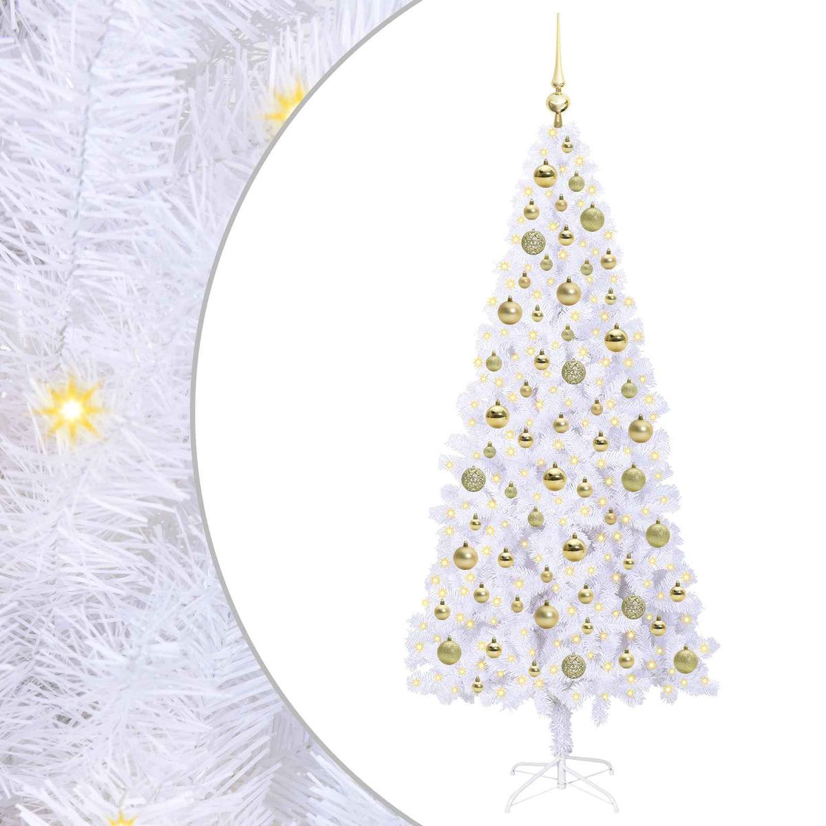 Kunstkerstboom met 300 LED Wit 180 cm PVC en staal